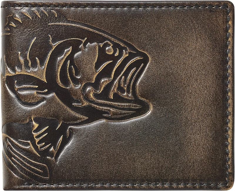 Men's Black Full Grain Leather Bifold Wallet for Outdoorsmen