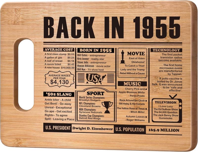 70th Birthday Engraved Bamboo Cutting Board for Him & Her