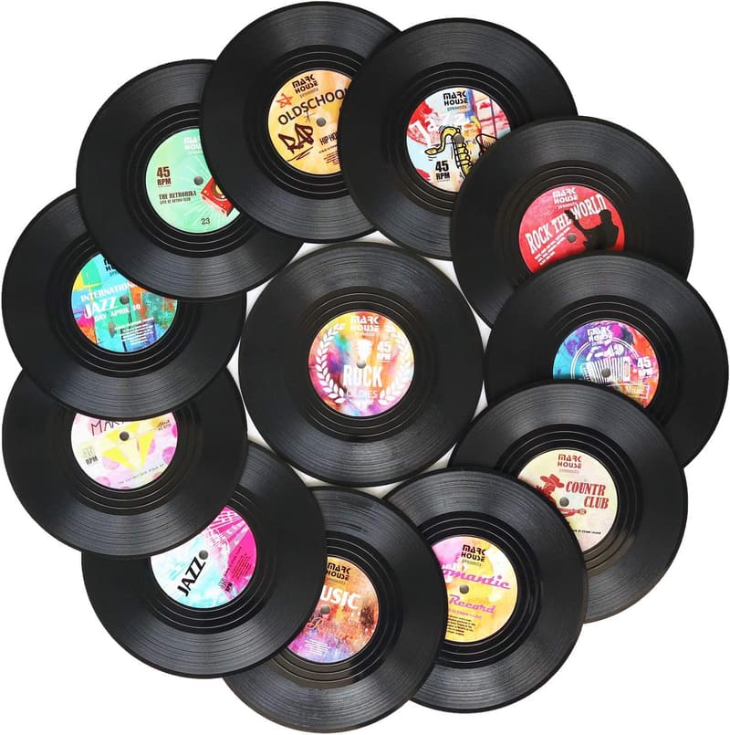 Retro Vinyl Record Coasters Set for Music Lovers - 6 Pack