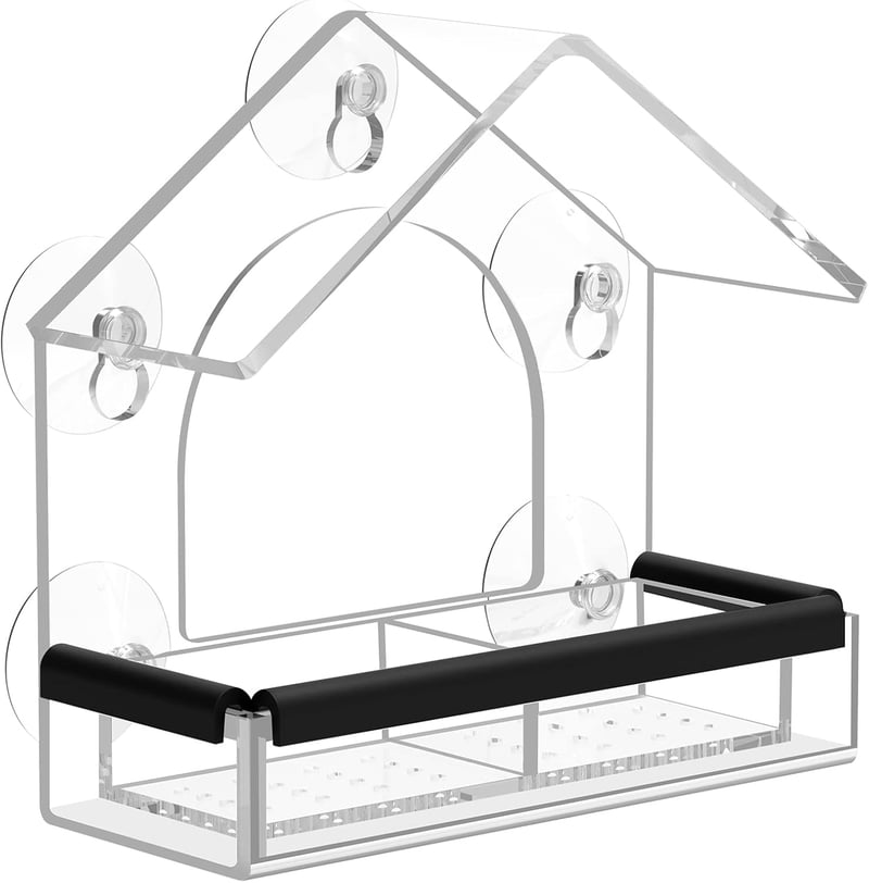 Acrylic Bird Feeder with Strong Suction Cups for Bird Watching