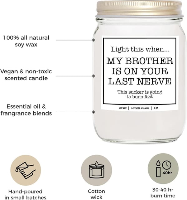 Sister-in-Law Birthday Gift: Funny 8oz Soy Candle (Lavender & Vanilla)