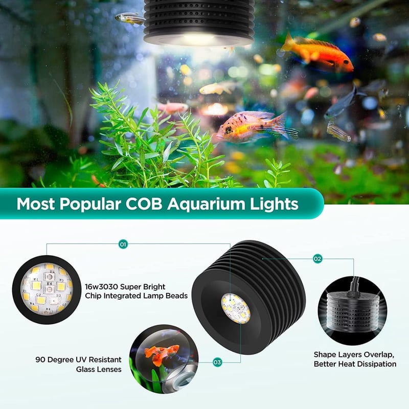 Adjustable Full Spectrum Aquarium Light for Freshwater & Saltwater Tanks