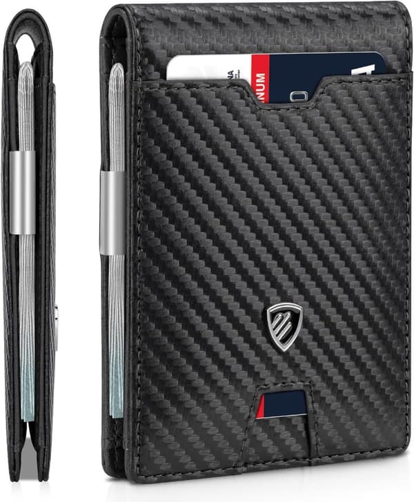 Slim RFID Blocking Wallet with Money Clip for Men