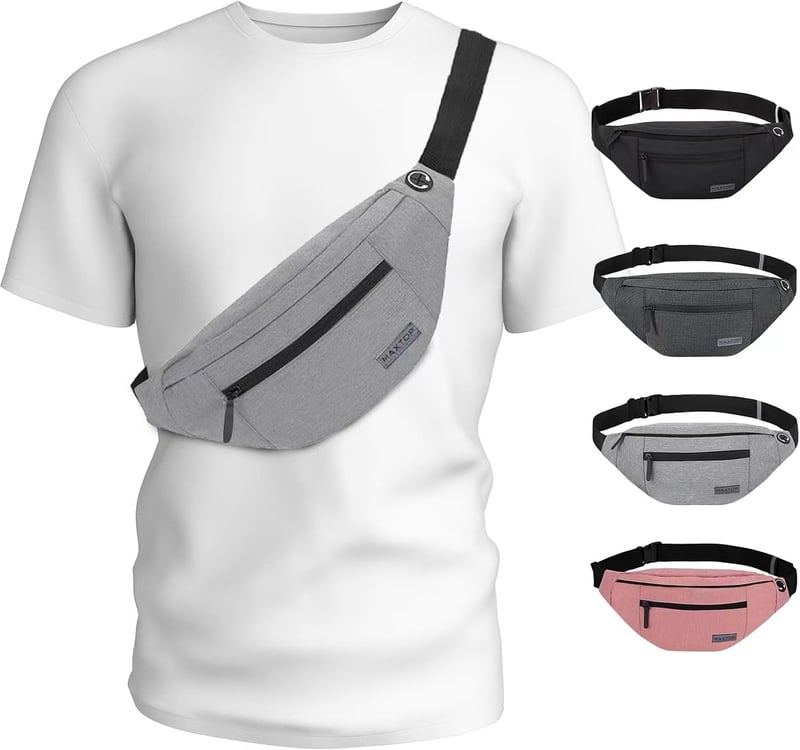 Large Crossbody Fanny Pack with 4-Zipper Pockets for Active Travel