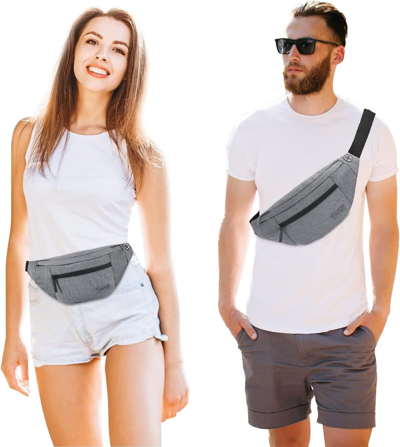 Large Crossbody Fanny Pack with 4-Zipper Pockets for Active Travel