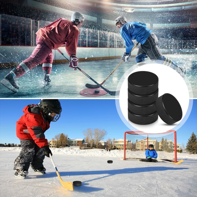 Reusable Rubber Street Hockey Pucks with Mesh Bag - 3