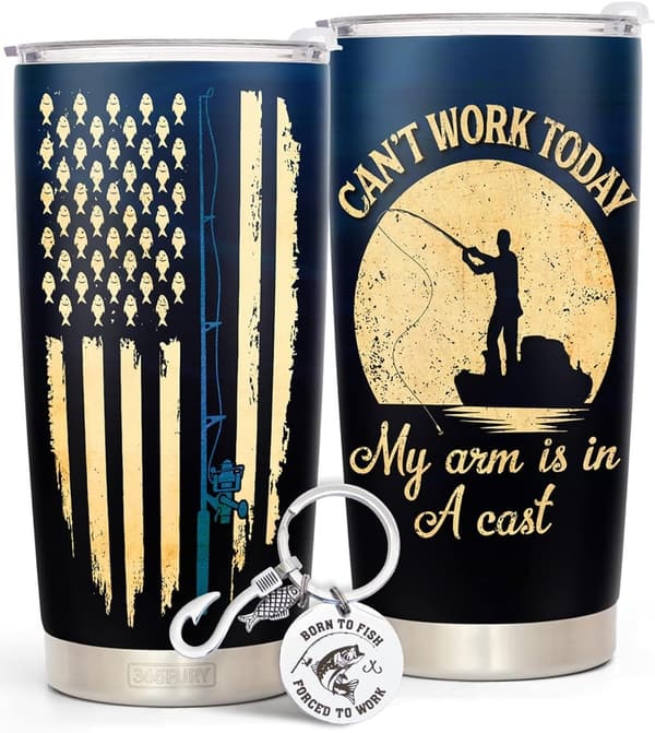Father's Day Fishing Tumbler - Funny 20oz Coffee Mug for Him