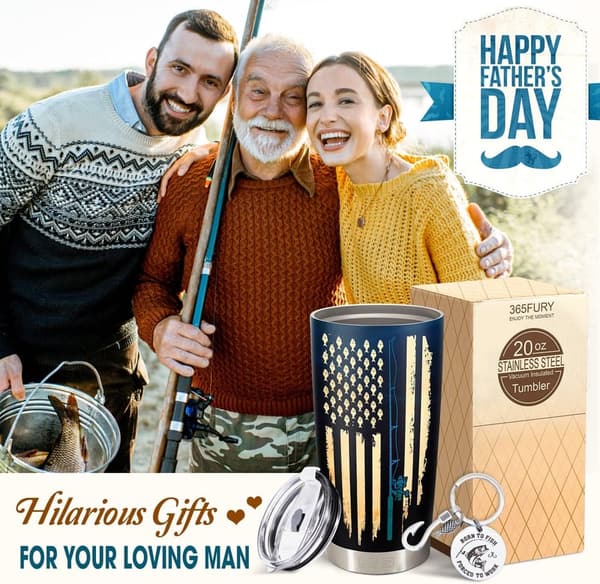 Father's Day Fishing Tumbler - Funny 20oz Coffee Mug for Him