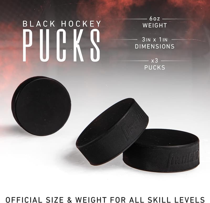 Official Size Ice Hockey Pucks - 3 Pack for Rinks & Ice Pads