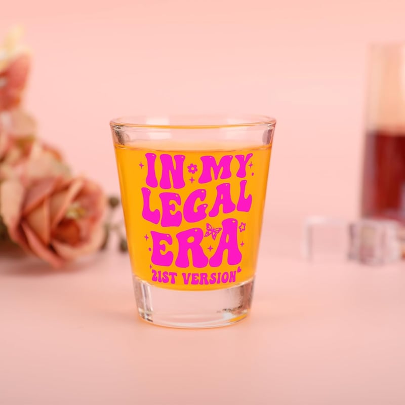 21st Birthday Shot Glass - 'In My Legal Era' (Hot Pink)