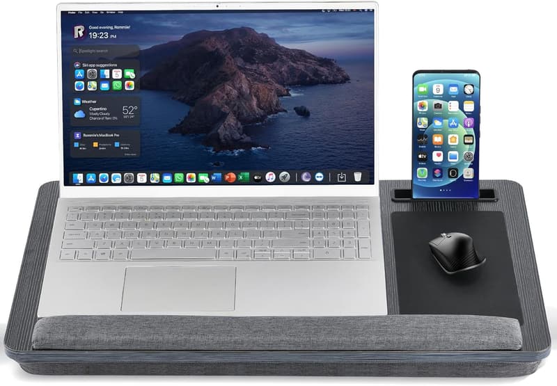 Lap Desk for Laptop with Built-in Mouse Pad & Cushion (Black)