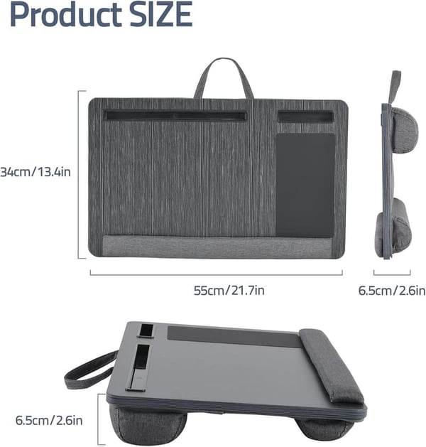 Lap Desk for Laptop with Built-in Mouse Pad & Cushion (Black)