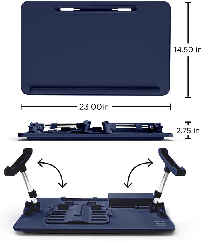 Adjustable Navy Portable Workstation & Lap Desk