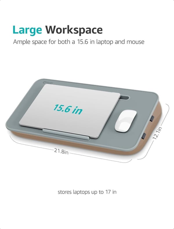 Portable Laptop Lap Desk with Washable Cushion & Phone Holder