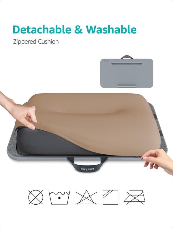 Portable Laptop Lap Desk with Washable Cushion & Phone Holder