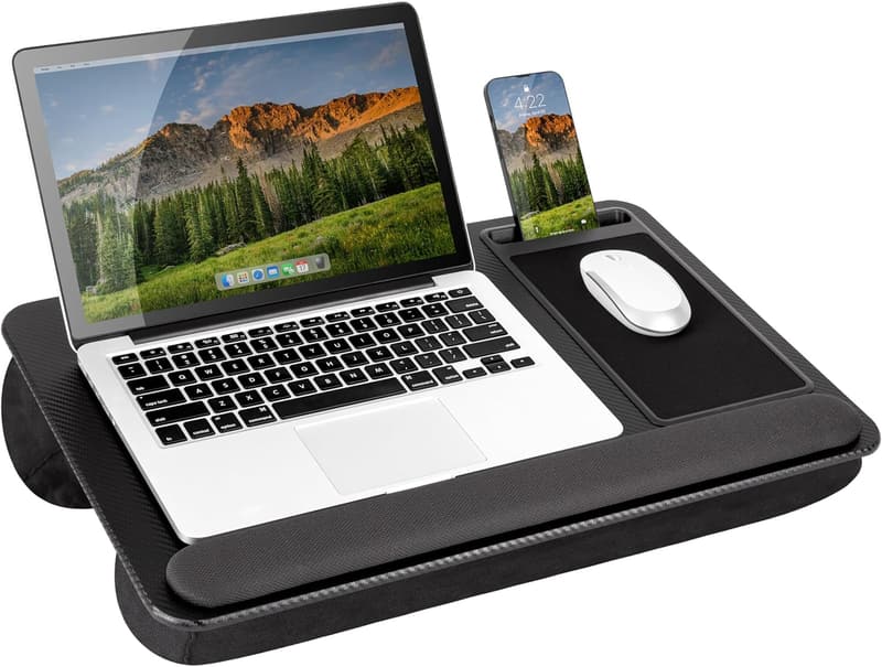 Home Office Lap Desk with Wrist Rest & Mouse Pad - Black Carbon
