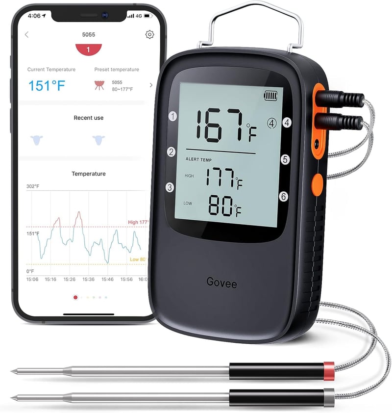 Wireless Bluetooth Meat Thermometer with Smart LCD Backlight