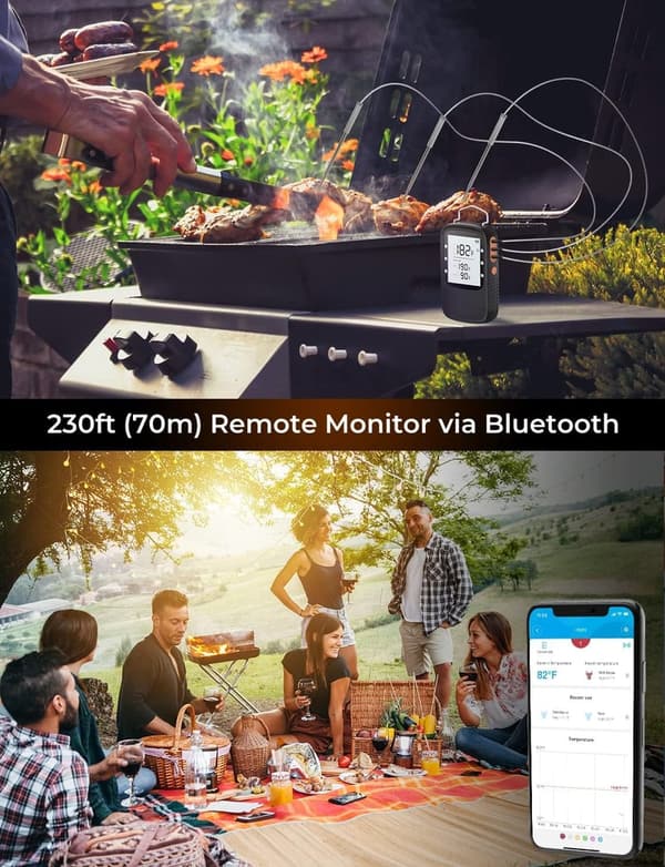 Wireless Bluetooth Meat Thermometer with Smart LCD Backlight