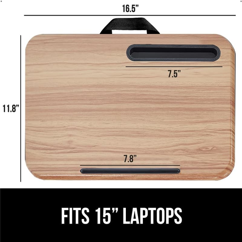 Portable Laptop Lap Desk with Phone Holder & Cushion
