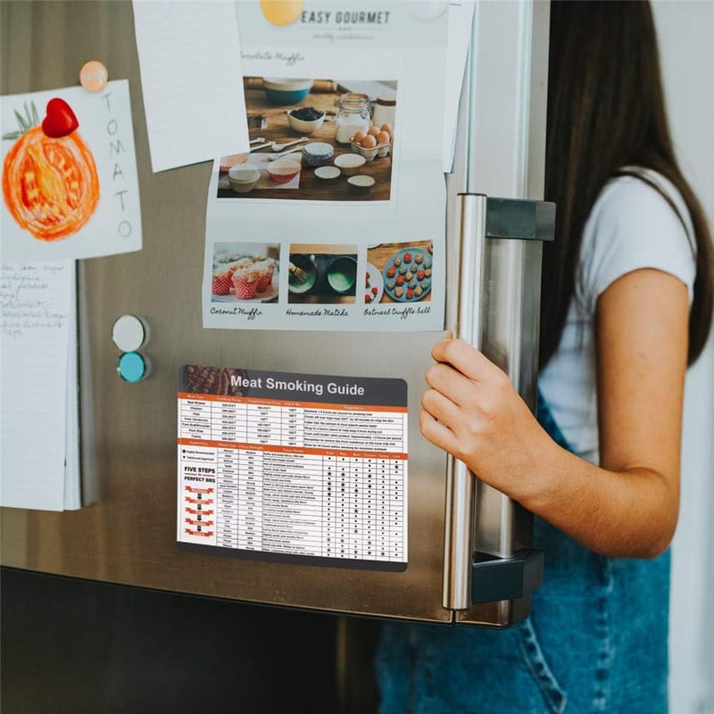 BBQ Smoking Guide Magnet - Wood Temperature Chart for Meat Types