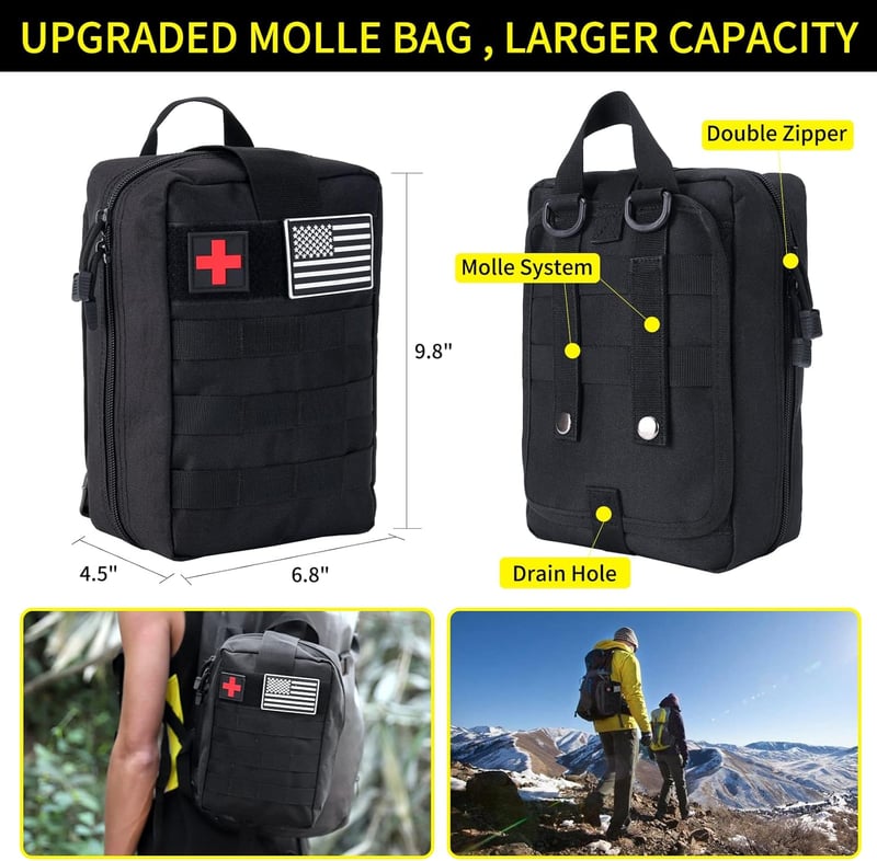 160-Piece Survival Kit with Upgraded Molle Bag for Outdoor Adventures