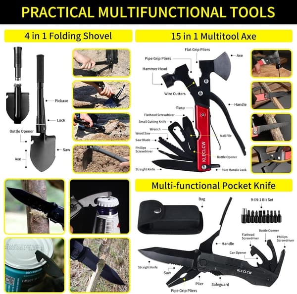 160-Piece Survival Kit with Upgraded Molle Bag for Outdoor Adventures