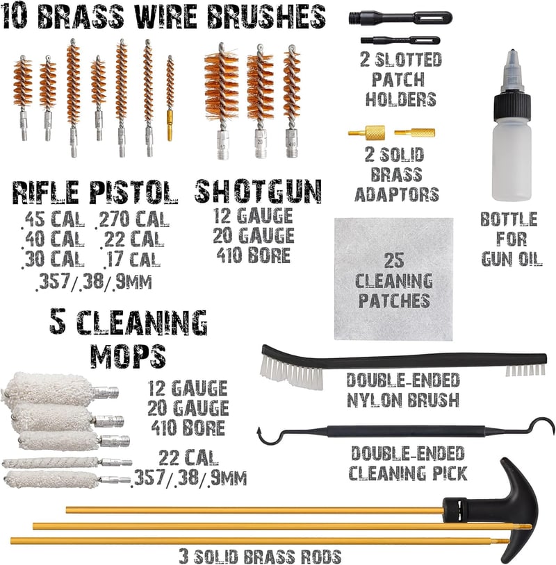 Gun Cleaning Kit with Bullet-Shaped Case for Firearms