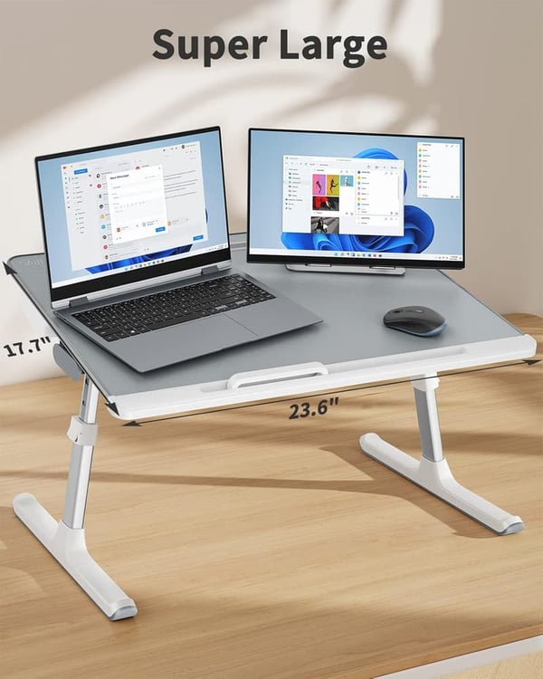 Adjustable Lap Desk with Book Stand & Drawer for Eating & Working