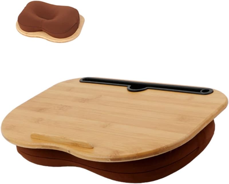 Portable Bamboo Lap Desk with Cushion and Phone Holder