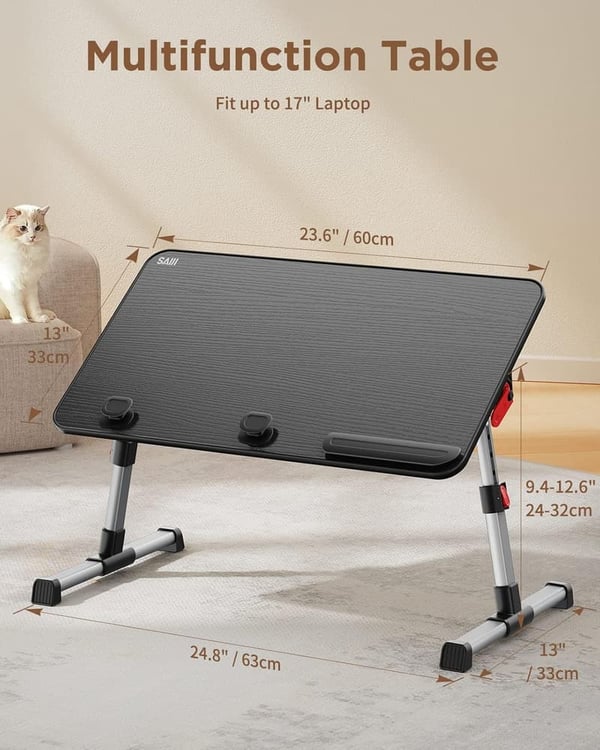 Adjustable Laptop Bed Tray Table - Portable Foldable Desk for Work