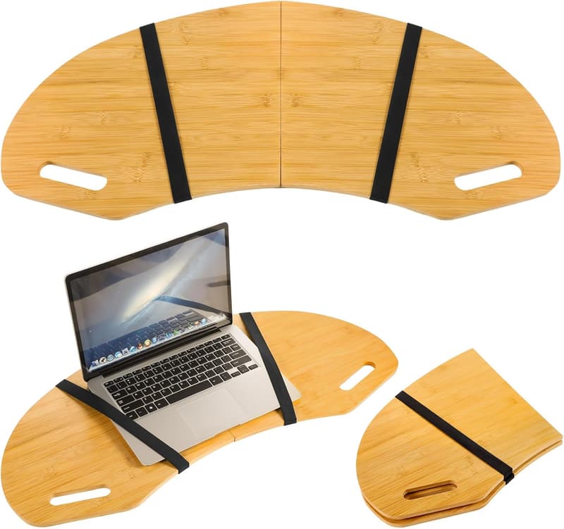 Wooden Foldable Lap Desk Tray with Handles - 30.5