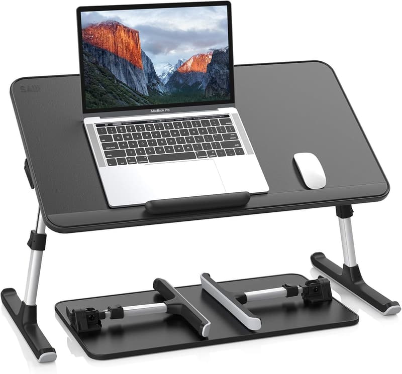 Adjustable PU Leather Laptop Bed Tray Table - Portable Desk for Sofa