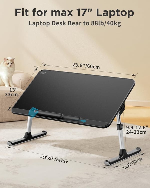Adjustable PU Leather Laptop Bed Tray Table - Portable Desk for Sofa