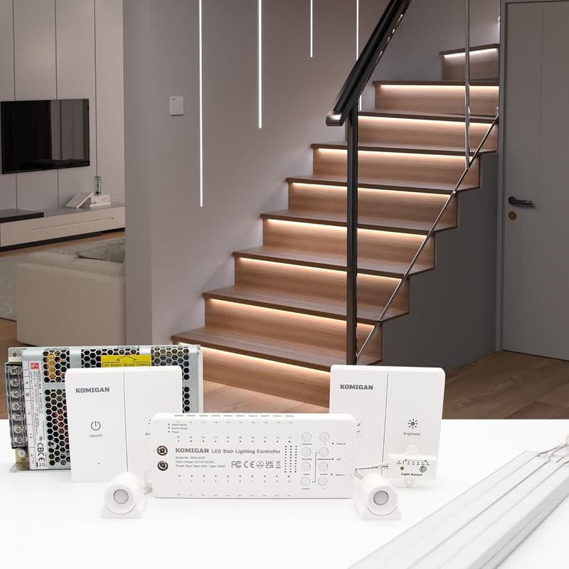 LED Motion Sensor Stair Light Kit with Daylight Sensor, 23.6