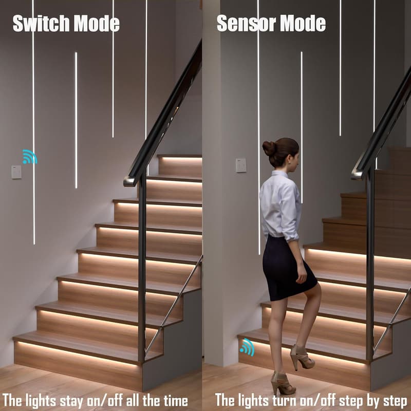 LED Motion Sensor Stair Light Kit with Daylight Sensor, 23.6