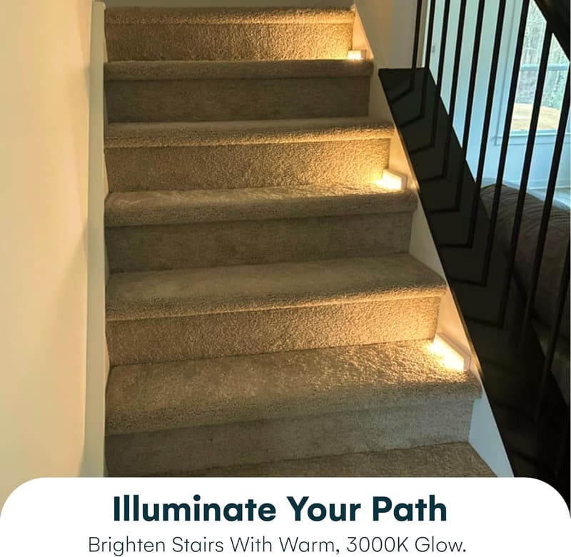 Motion Sensor LED Stair Lights - 3-Pack Battery Operated