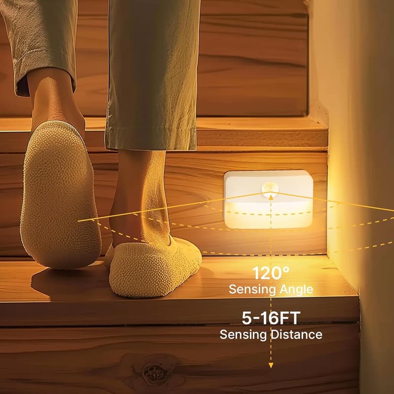 Battery Operated Motion Sensor Stair Lights - 8 Pack, 40 Lumen