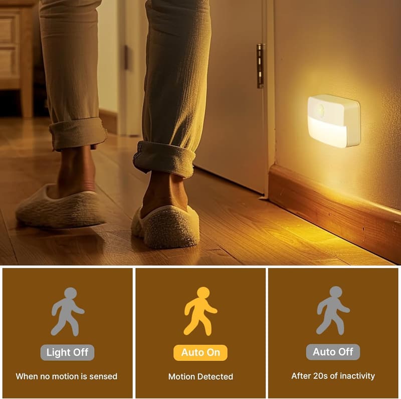 Battery Operated Motion Sensor Stair Lights - 8 Pack, 40 Lumen