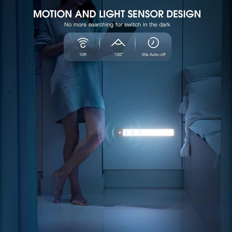 Wireless Rechargeable LED Motion Sensor Lights - 2 Pack