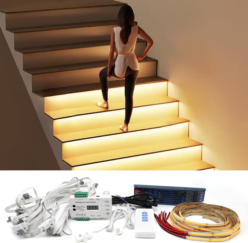 LED Motion Sensor Stair Light Kit with Daylight Sensor - 16 Stairs