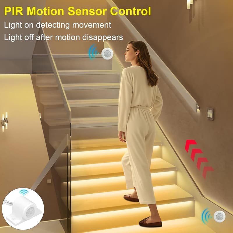 LED Motion Sensor Stair Light Kit with Daylight Sensor - 16 Stairs
