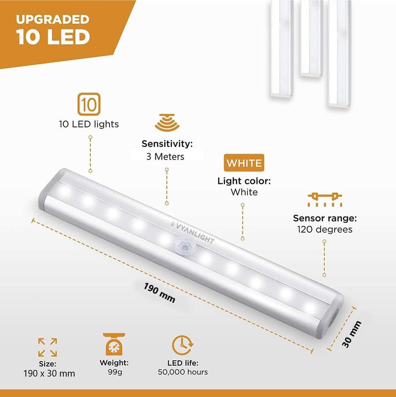 Battery Operated LED Motion Sensor Light Strips - 6 Pack