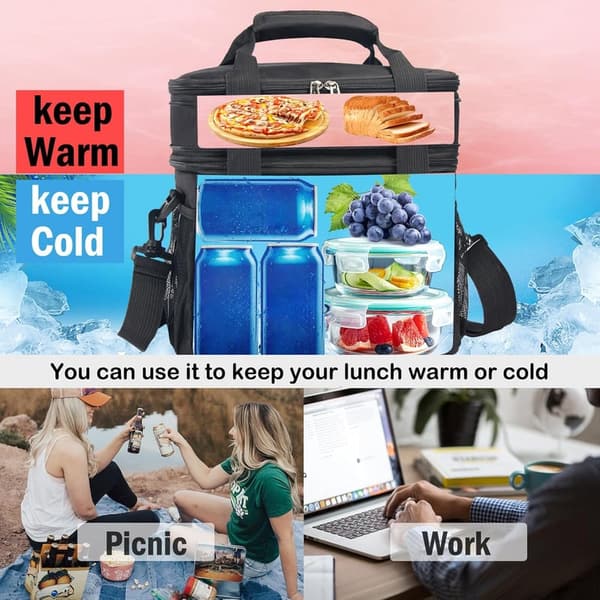 Expandable Insulated Lunch Bag for Men and Women