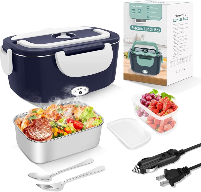 Electric Heated Lunch Box for Adults - 1.5L Stainless Steel, Leak-Proof