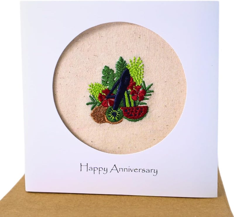 4th Anniversary Handmade Linen Card for Couples