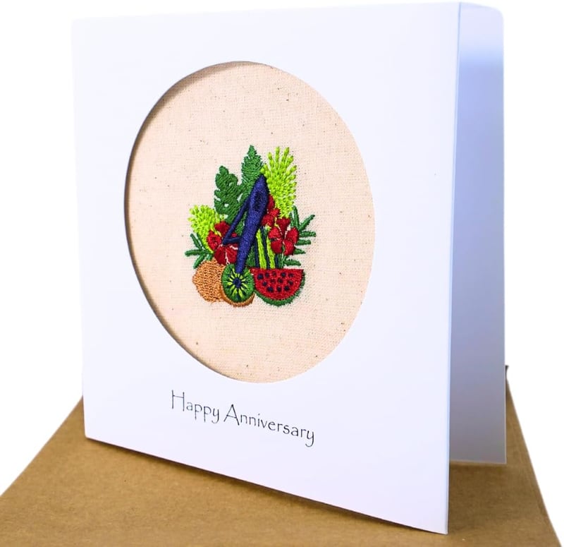 4th Anniversary Handmade Linen Card for Couples