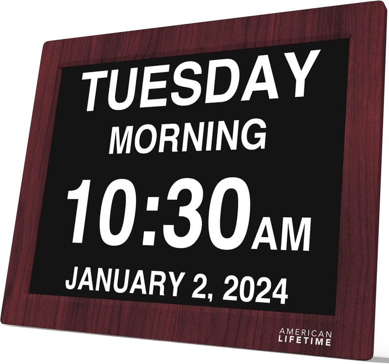 Large 15-Inch Dementia Clock for Seniors with Custom Alarms
