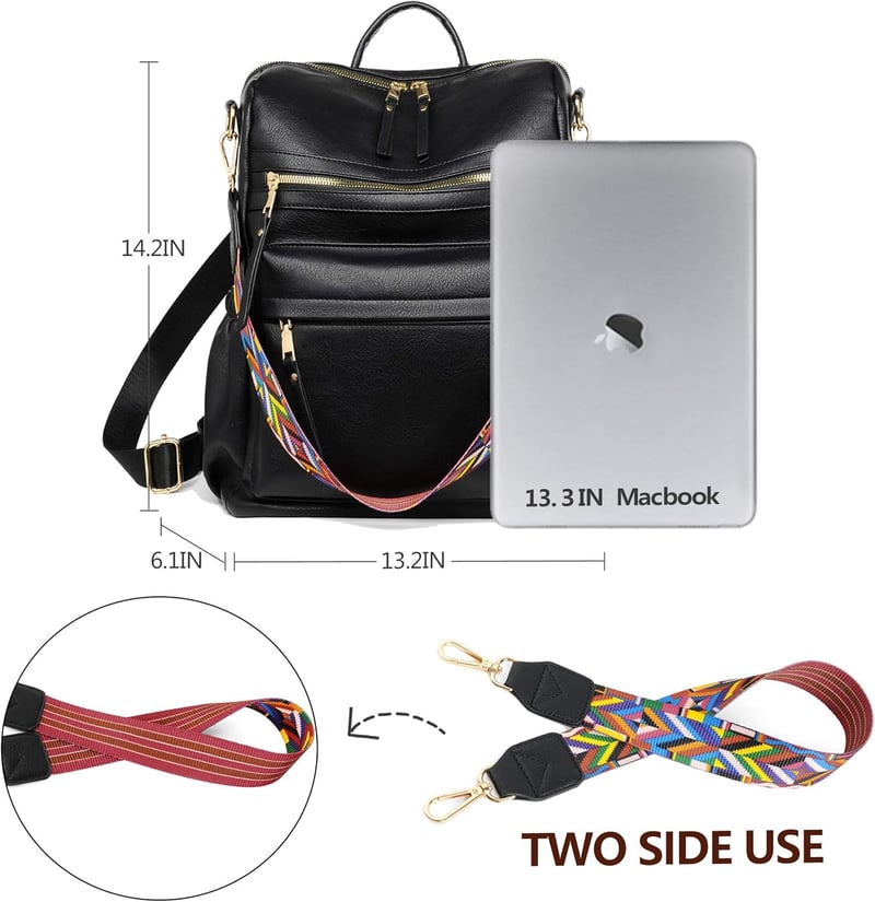 Leather Fashion Backpack Purse for Women - Travel Designer Bag