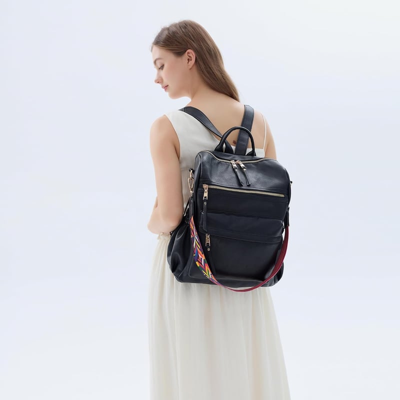 Leather Fashion Backpack Purse for Women - Travel Designer Bag
