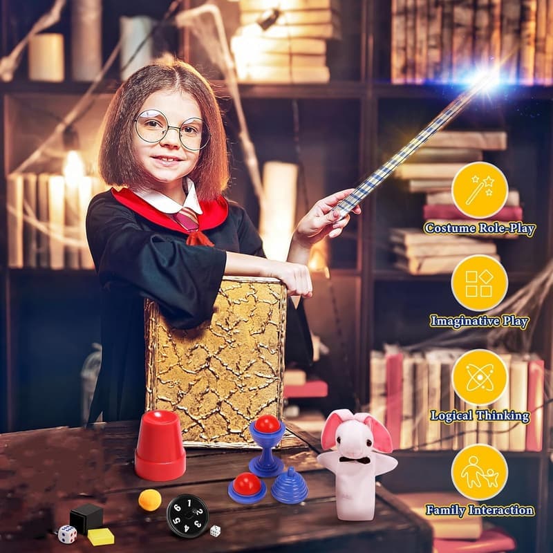 Kids Magic Kit with Costume & Wand - Ages 6-12